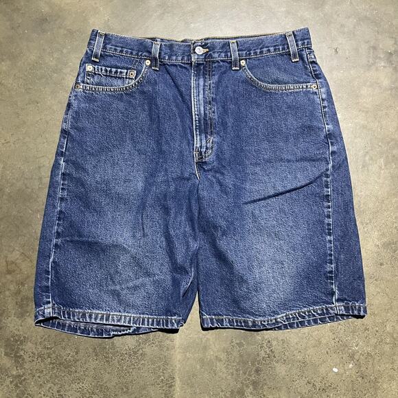 Vintage 90s Levi's 550 Dark Blue Jean Denim Jorts 34x10 - Picture 1 of 4